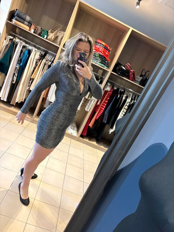 zilveren jurk lange mouwen