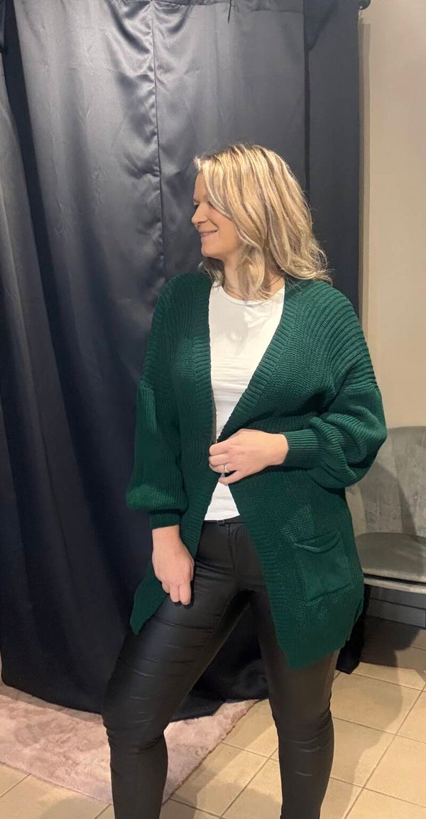 6033 Gebreide Cardigan donker groen