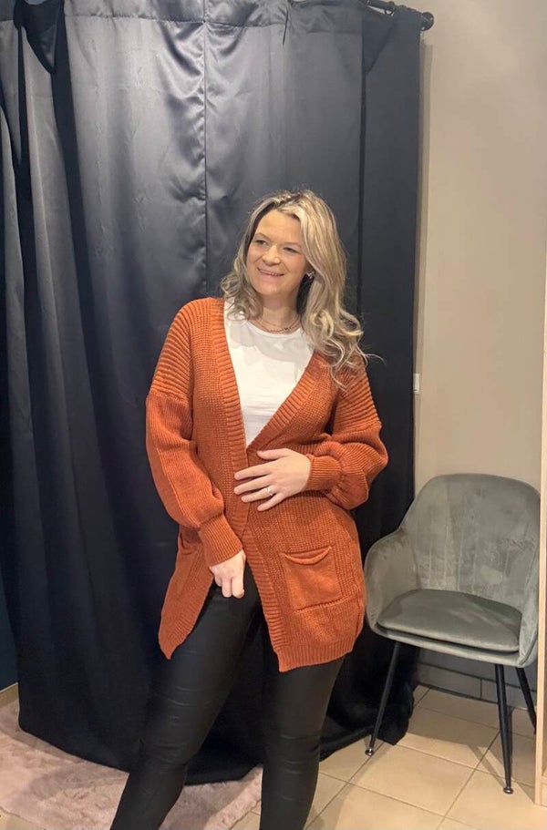 6031 Gebreide cardigan roest