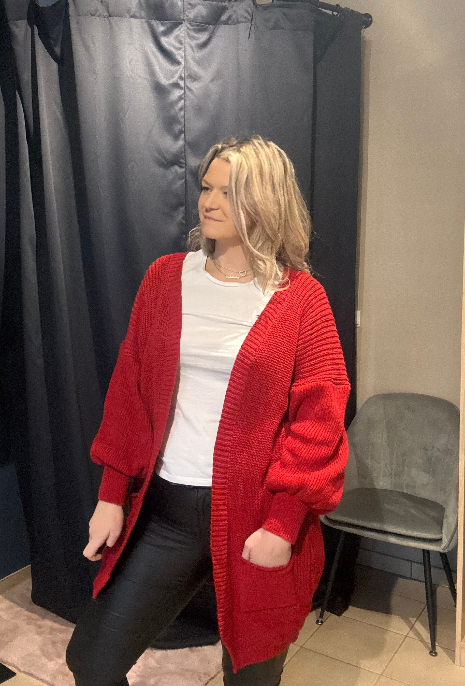 6030 Gebreide Cardigan rood