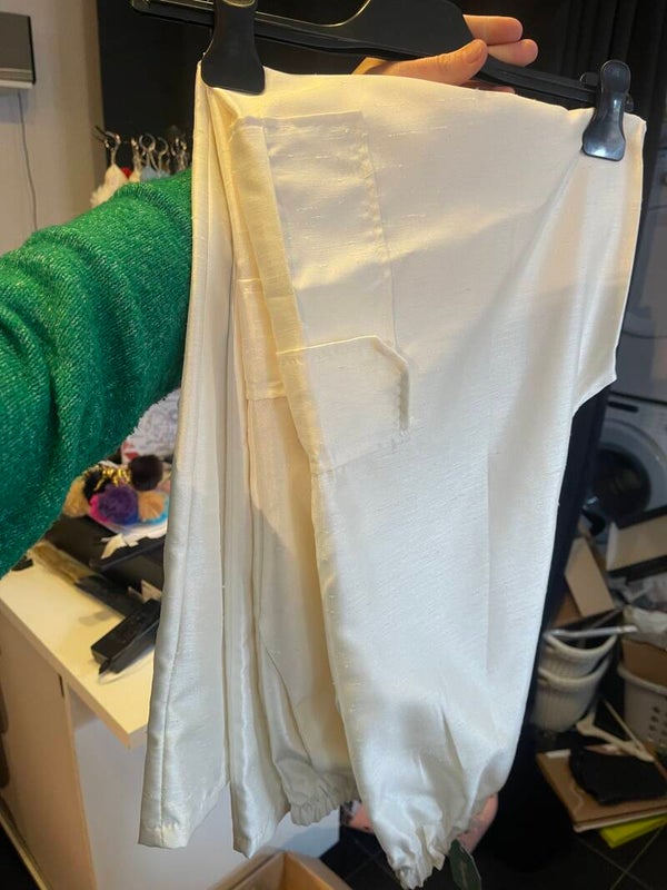 3038 turcoise witte broek