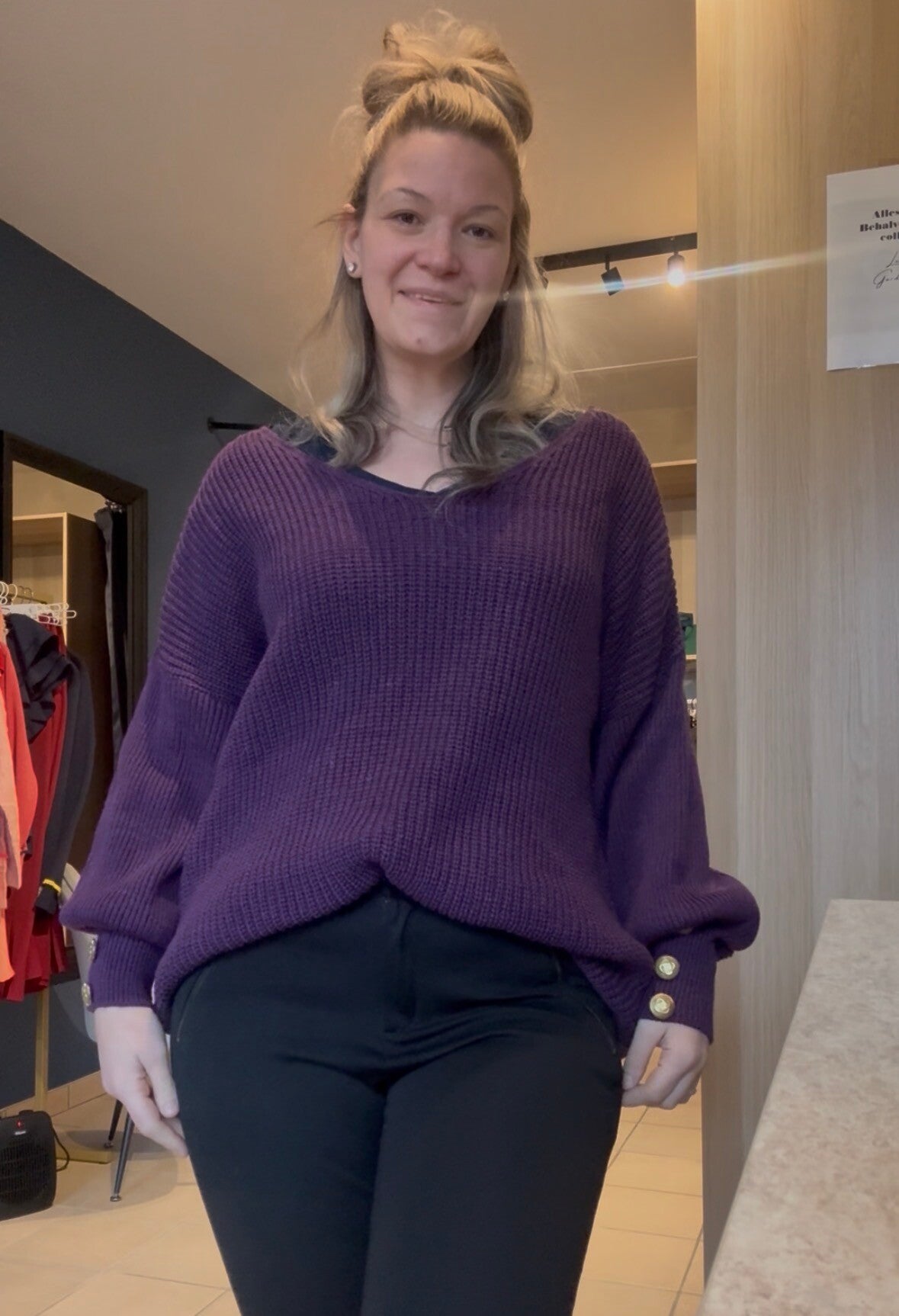 6039 gebreide trui aubergine