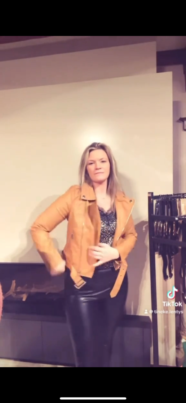 pu lederen jacket camel