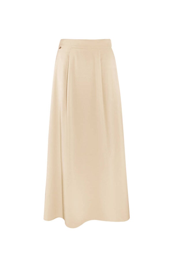 satin lange rok beige