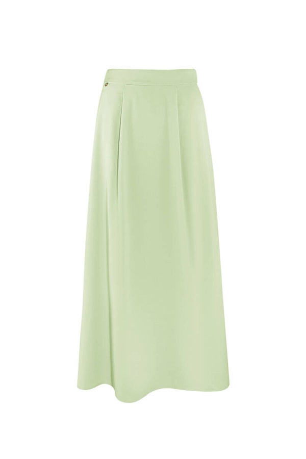 satin  lange rok groen