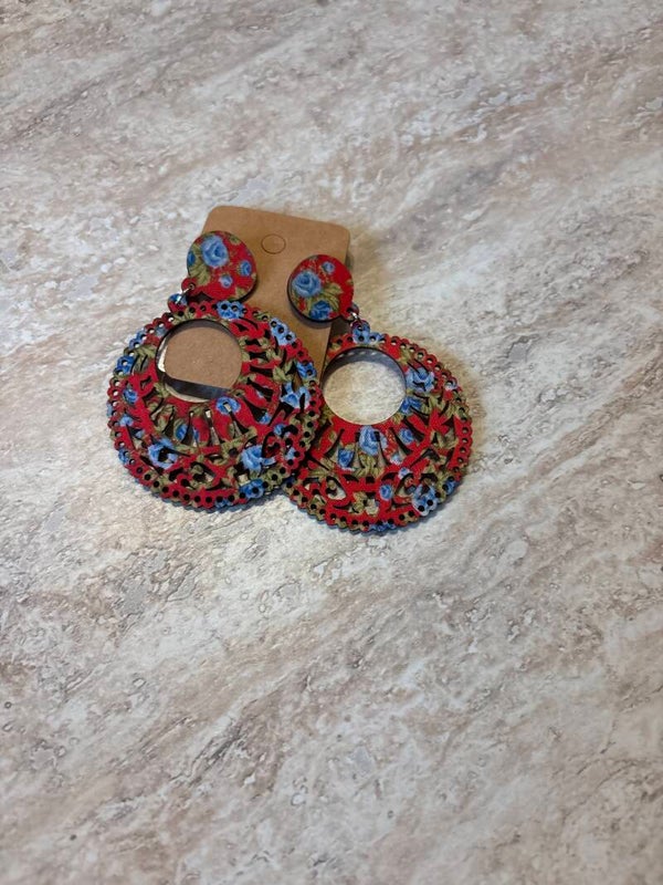 oorbel boheim rood /blauw