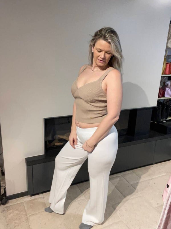 gebreide basic top beige