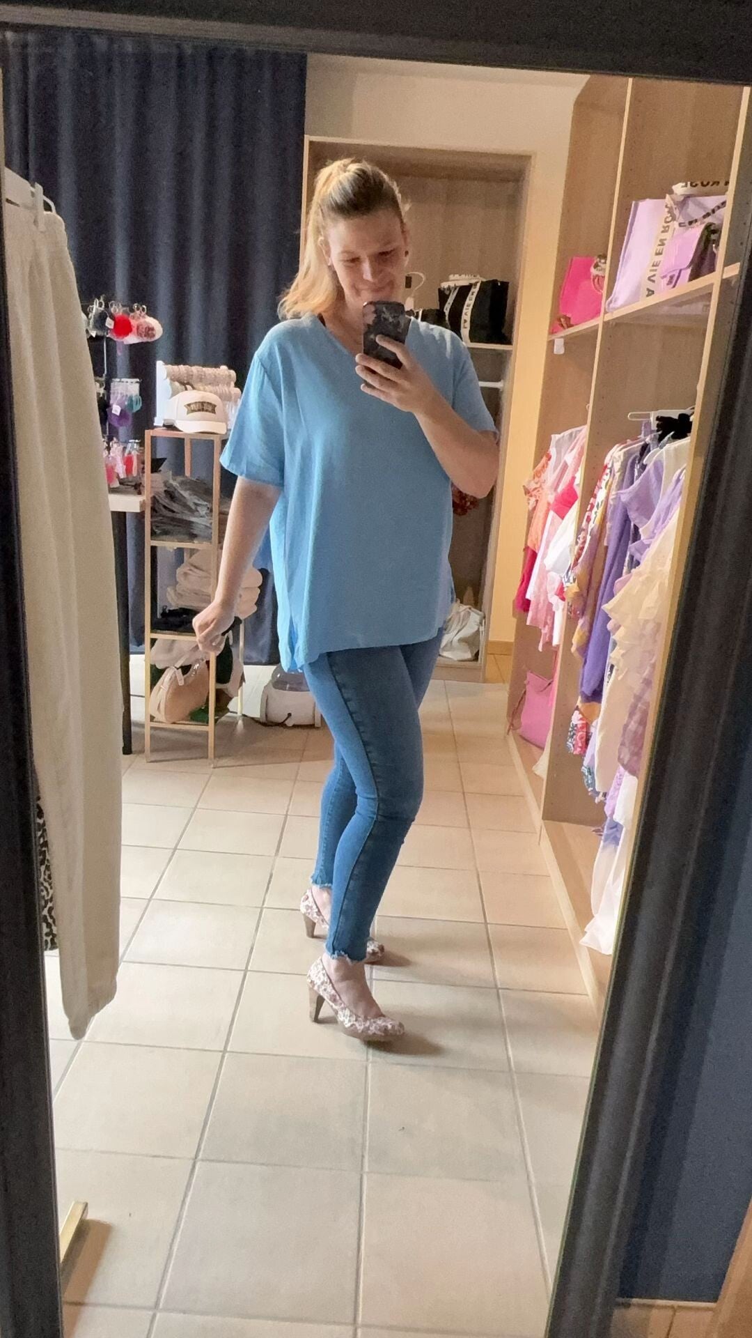Viscose light blue dolce c blouse one size