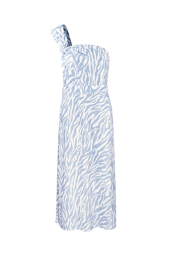 witte/baby blauw zebra dress