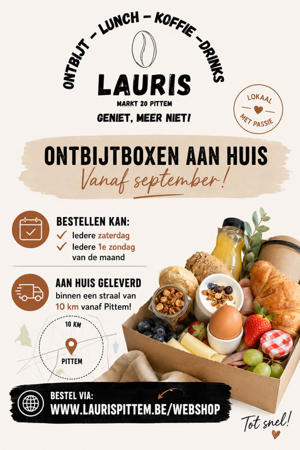 Ontbijtbox Zaterdag en eerste zondag van de maand