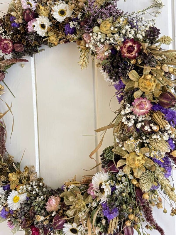 Droogbloemen krans naturel