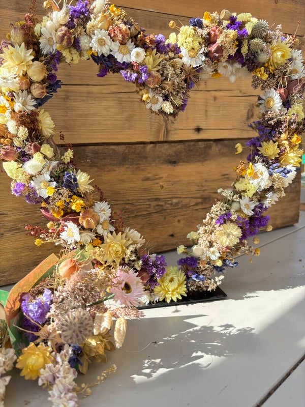 Hart van droogbloemen