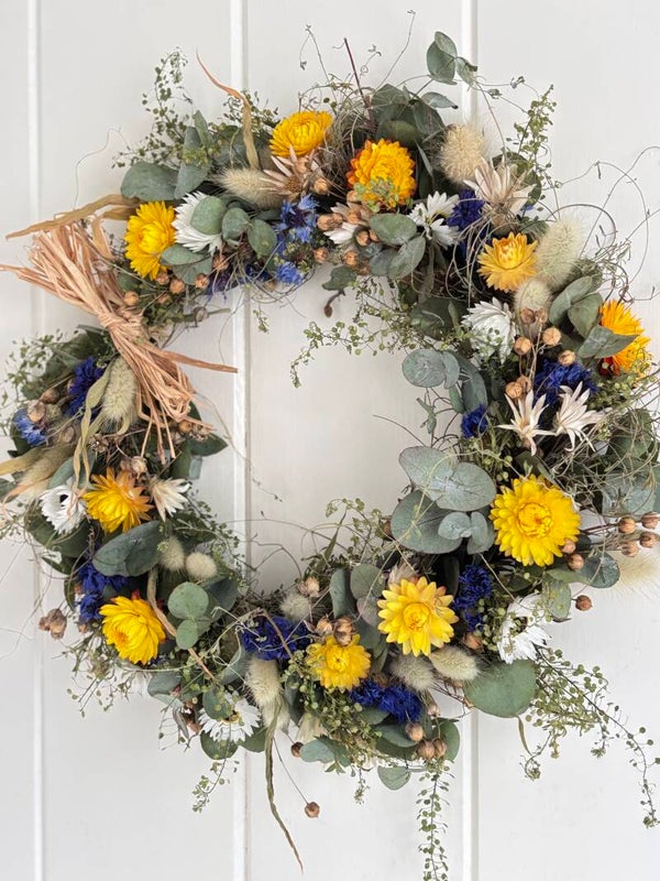 Zomerse droogbloemen krans