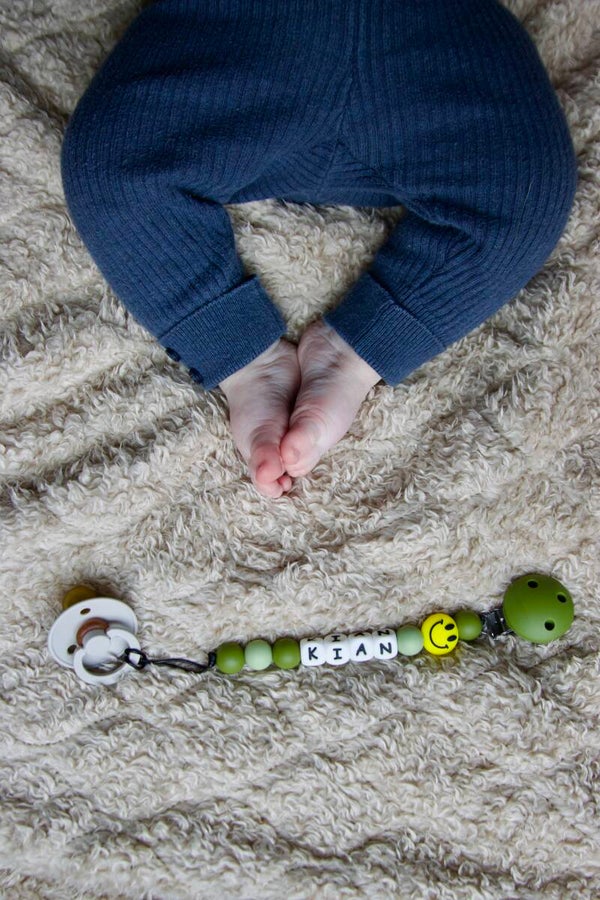 Gespersonaliseerd speenkoord - groen smiley