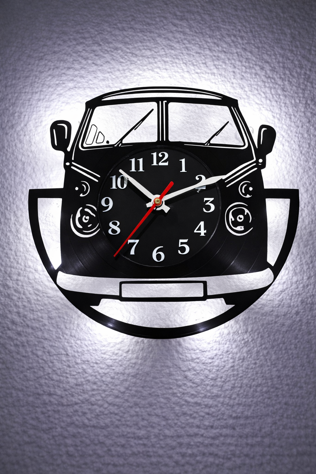 Vinyl Wanduhr - Schallplatte - Bulli- Hintergrundbeleucht.- leises Uhrwerk