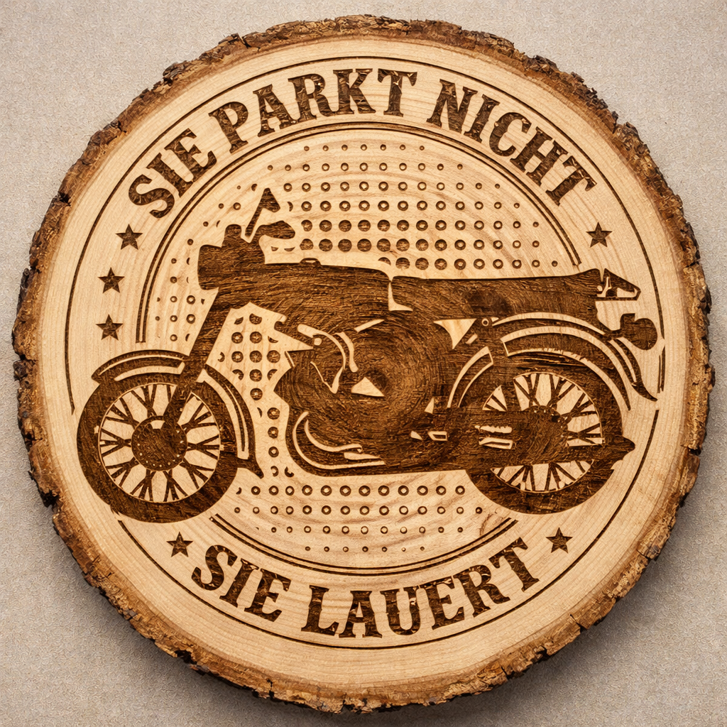 Lasergravur - Moped - Baumscheibe - ca.20 cm Durchmesser