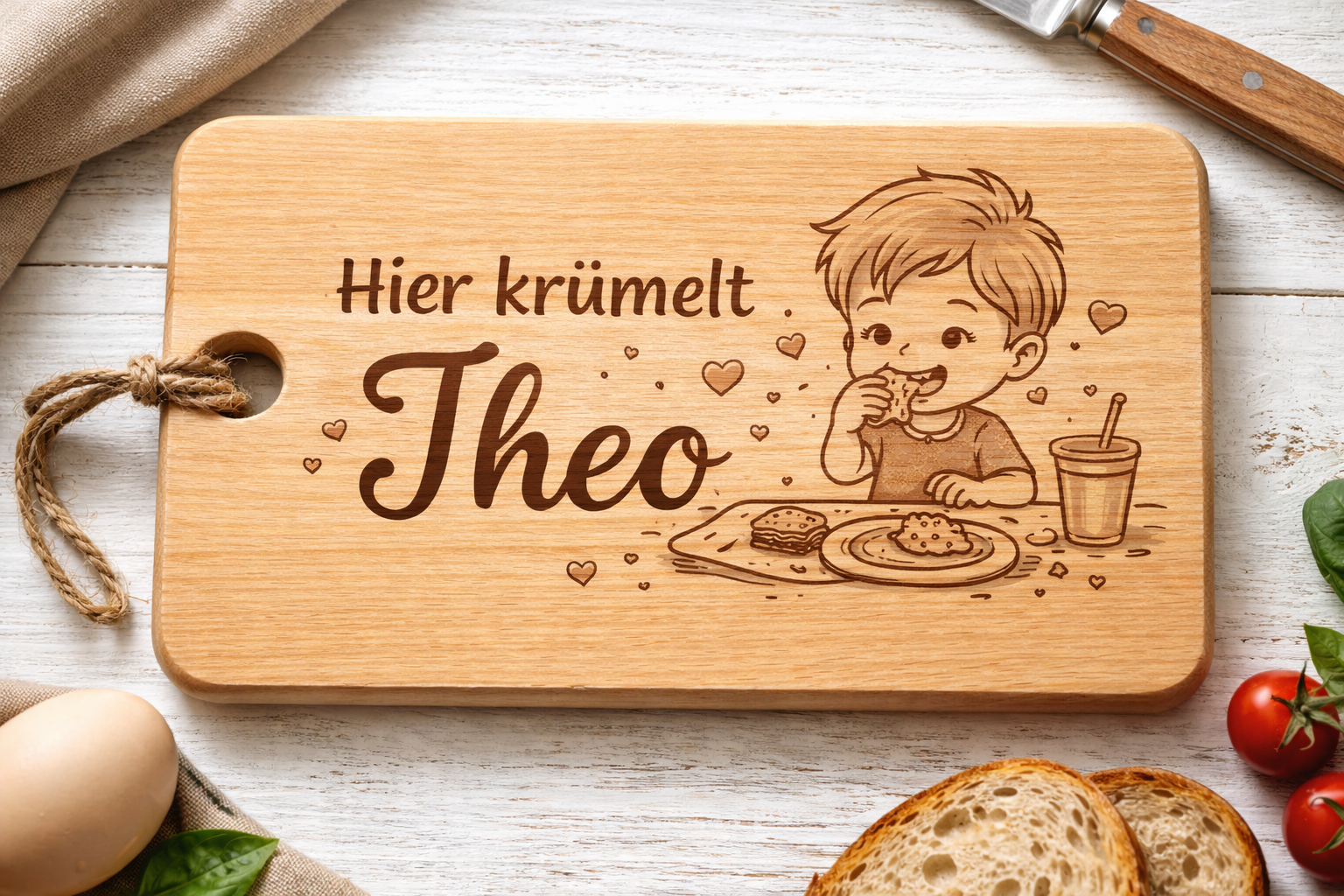 Frühstücksbrett für Kinder - personalisiert mit Namen