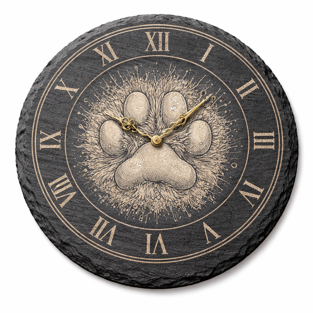 Schieferplatte mit Uhr - 30 cm Durchmesser mit Ihrem Foto / Motiv