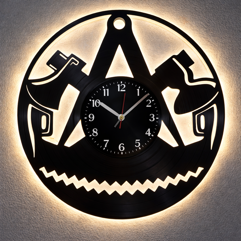 Vinyl Wanduhr - Schallplatte - Zimmermann Zunft - Hintergrundbeleuchtet- leises Uhrwerk