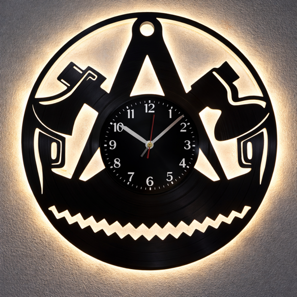 Vinyl Wanduhr - Schallplatte - Zimmermann Zunft - Hintergrundbeleuchtet- leises Uhrwerk