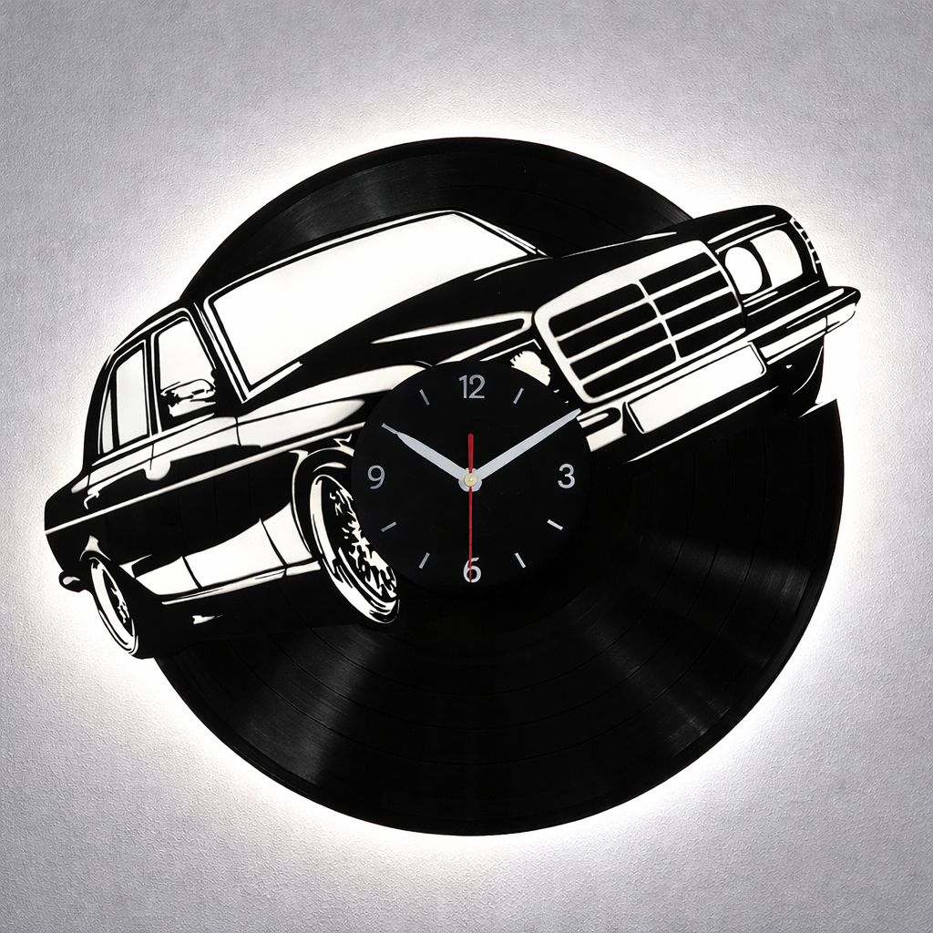Vinyl Wanduhr - Schallplatte - Deutscher Oldtimer - beleuchtet - leises Uhrwerk