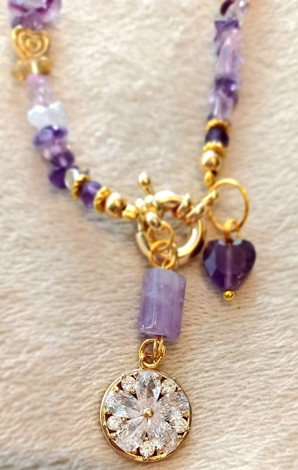 NASZYJNIK - "AMETYSTOWE SERCE"