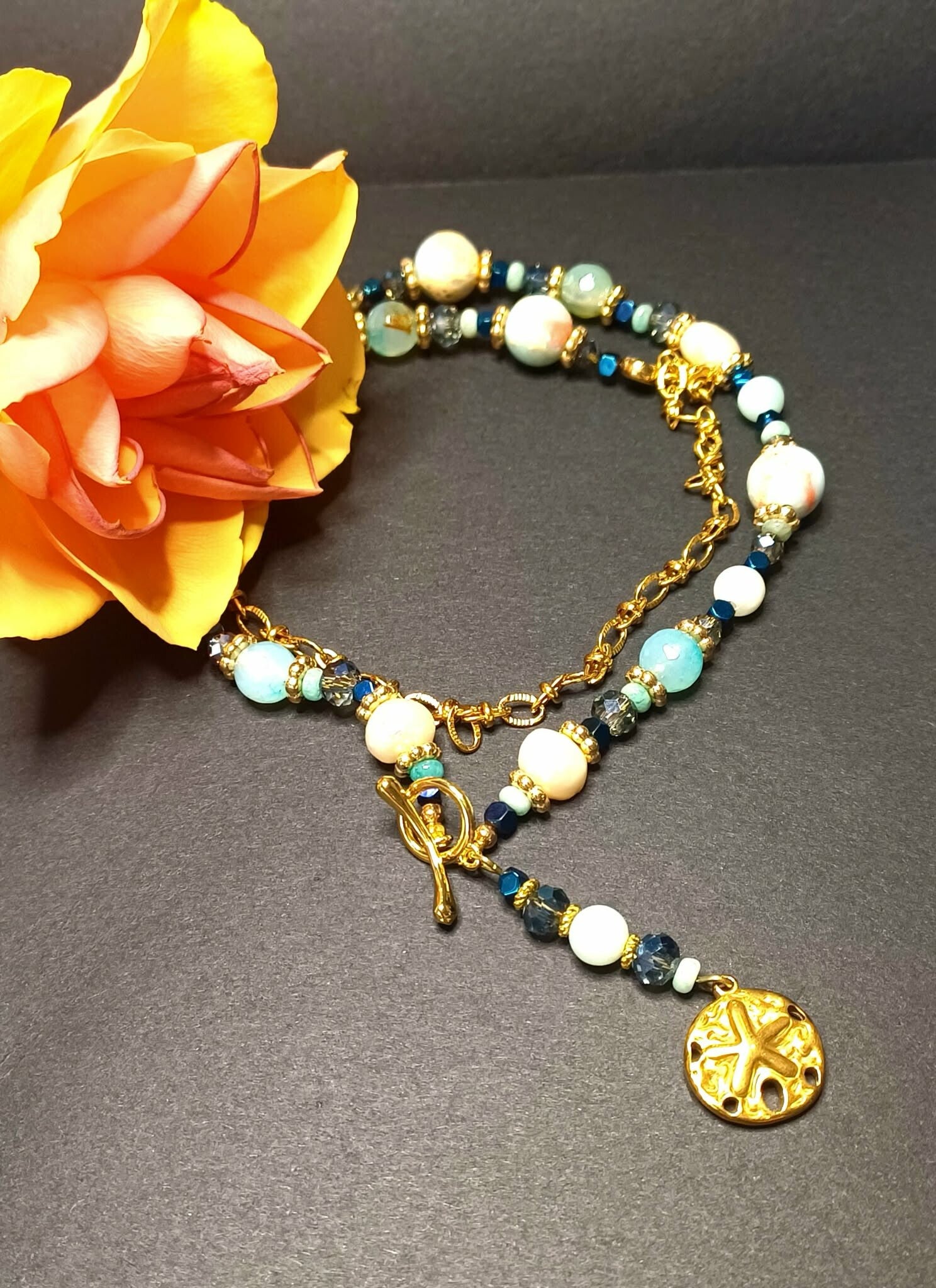 NASZYJNIK - "ROZGWIAZDA" Z PERŁAMI