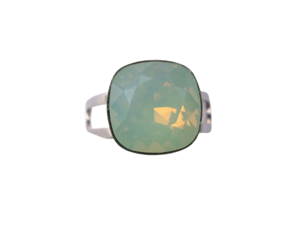 Bague carré en Crystal de Swarovski Chrysolite Opale