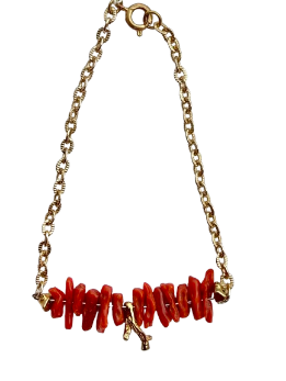 Bracelet corail et chainette dorée