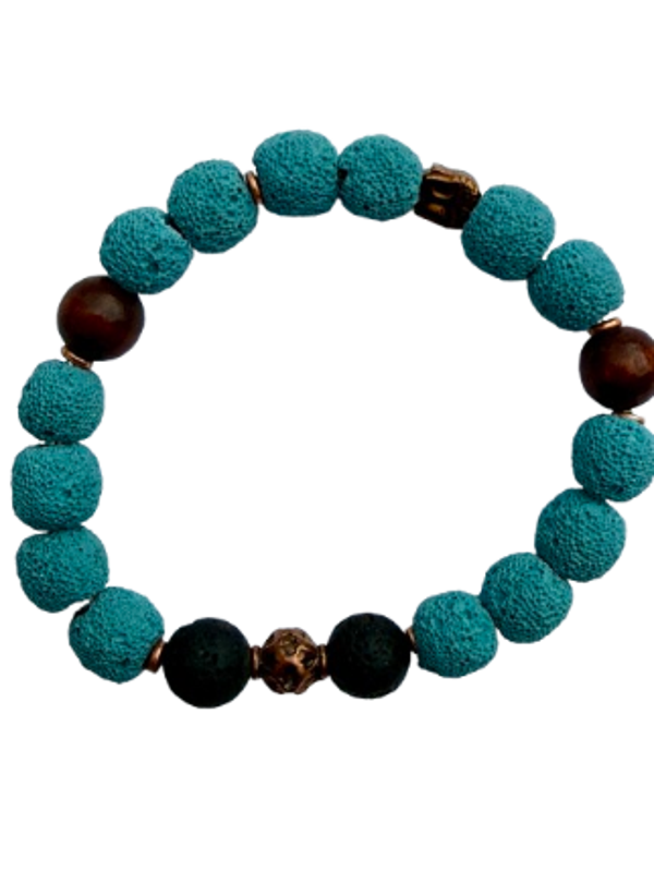 Bracelet en lave turquoise et noire