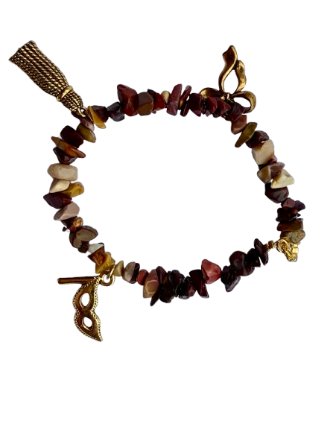 Bracelet mokaïte à 3 charmes