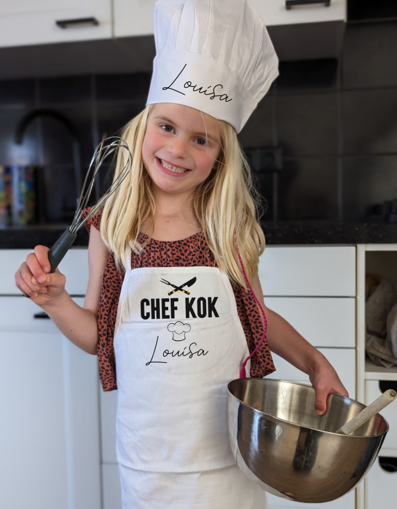 Morcheiong Kinderkoksmuts en schortenset, verstelbare diepblauwe kinderschilderschort en chef-koksmuts met 2 grote zakken voor kinderen koken schilderen bakken activiteit, Blauw, 23.5 x 18.3
