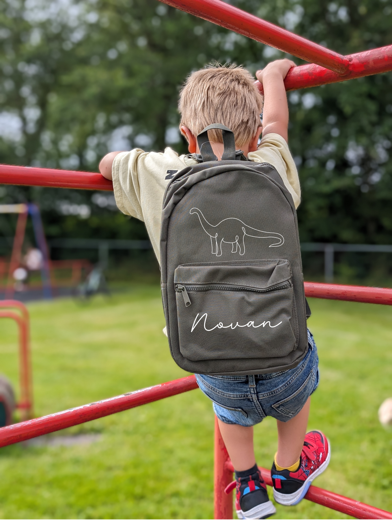 Kinder Rugzak met Naam - 9 kleuren-  Dino