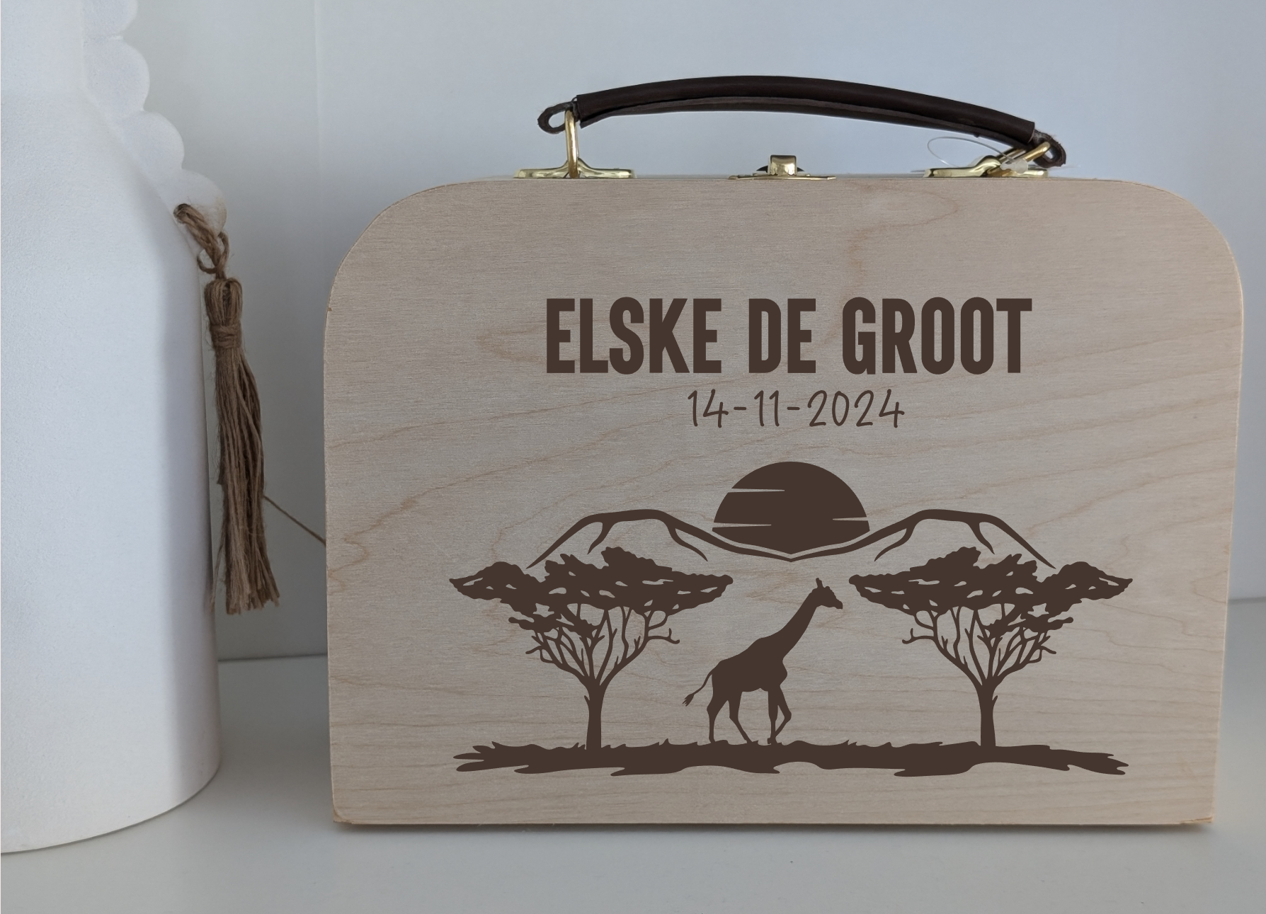 Houten koffertje - Giraffe