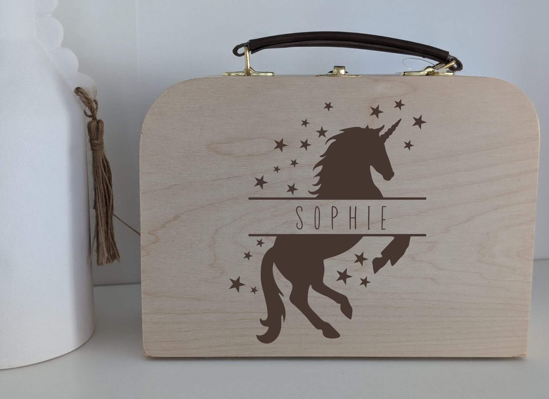 Houten koffertje - Unicorn