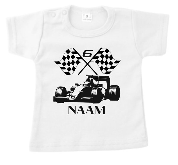 KIDS T-SHIRT Race auto met leeftijd en naam