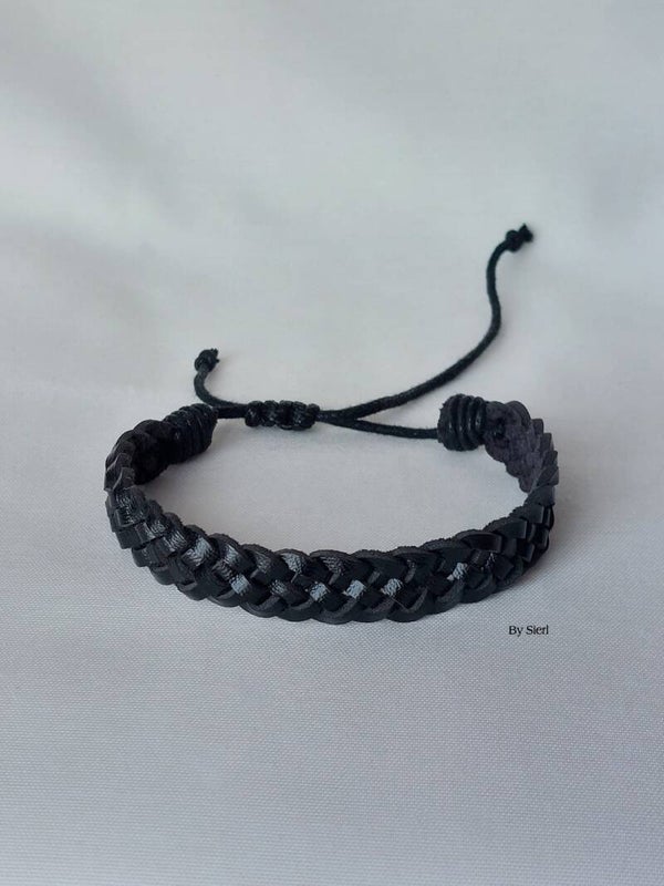 Heren Armband Leather zwart