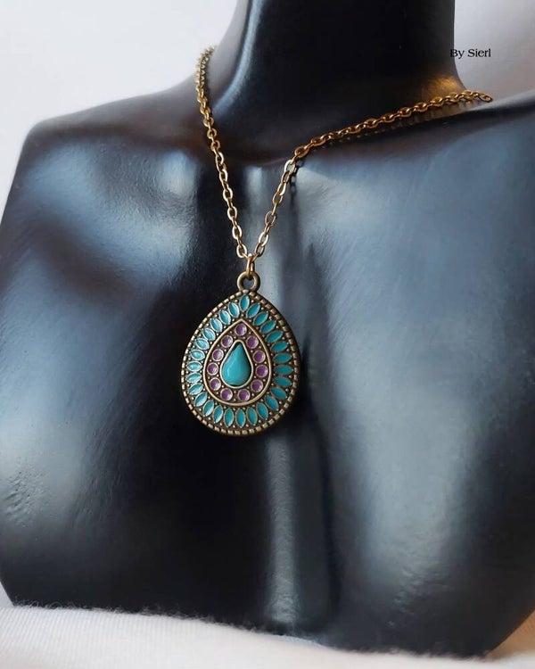 Ketting BoHo blauw goud