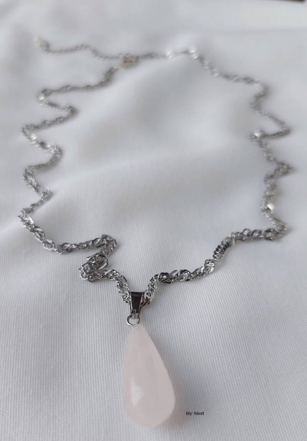 Ketting Twisted pink zilver