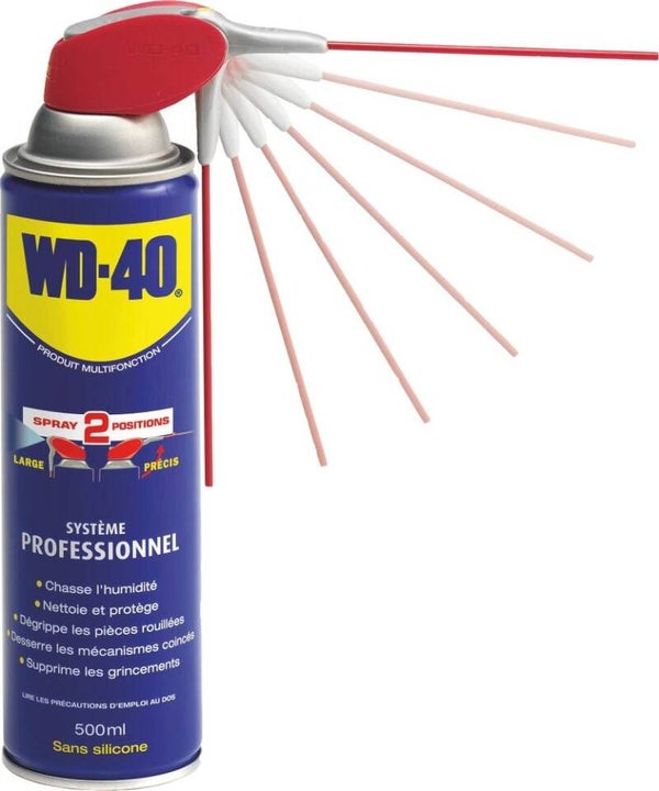 WD-40 Dégrippant multifonctions avec tête 2 jets - aérosol 500ml