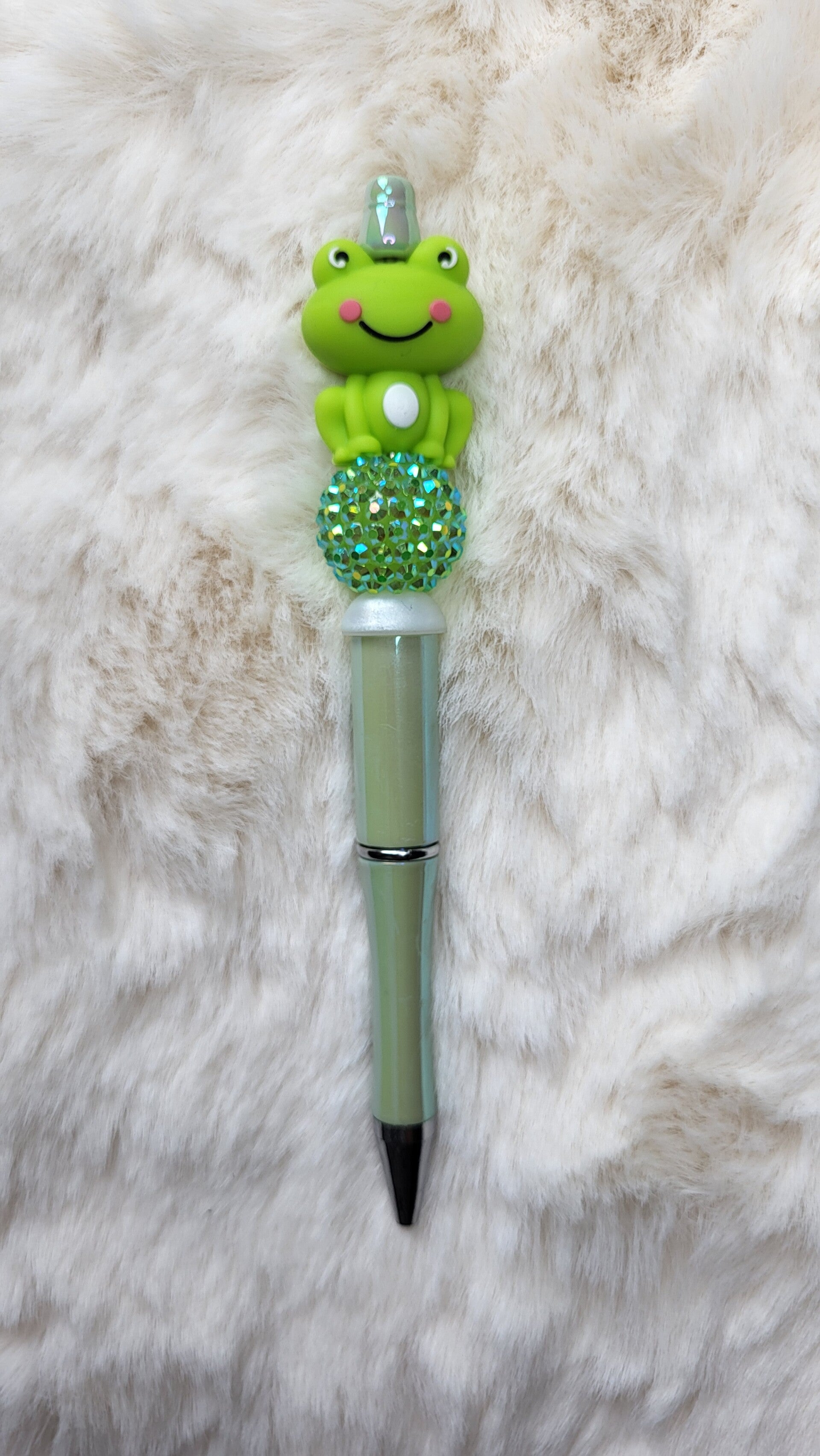Pen kikker rhinestone groen