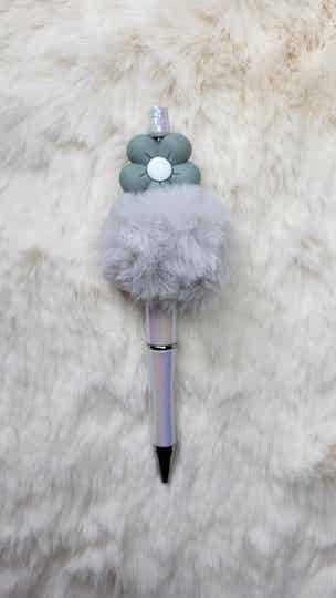 Pen bloem fluffy grijs