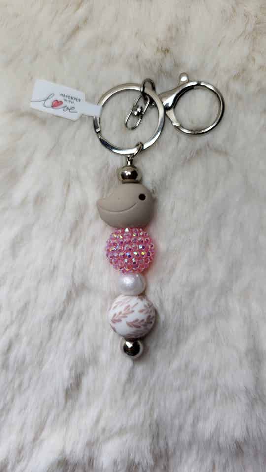 Sleutelhanger beige vogel