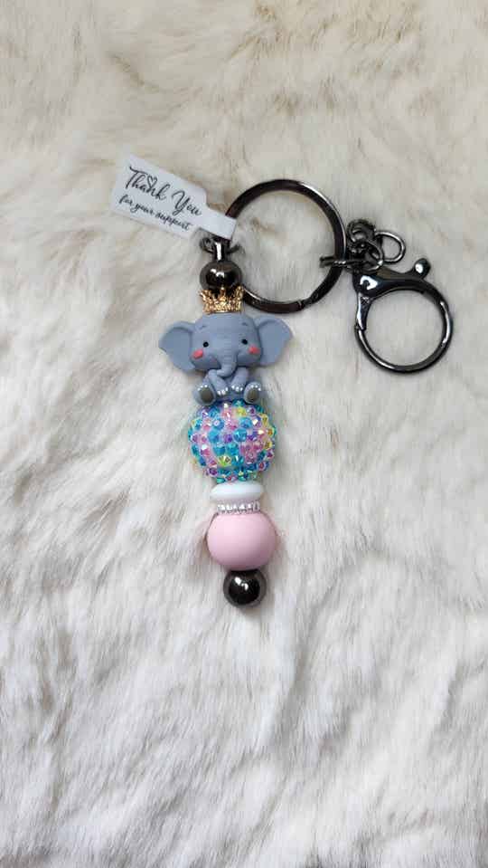 Sleutelhanger olifant regenboog rhinestone