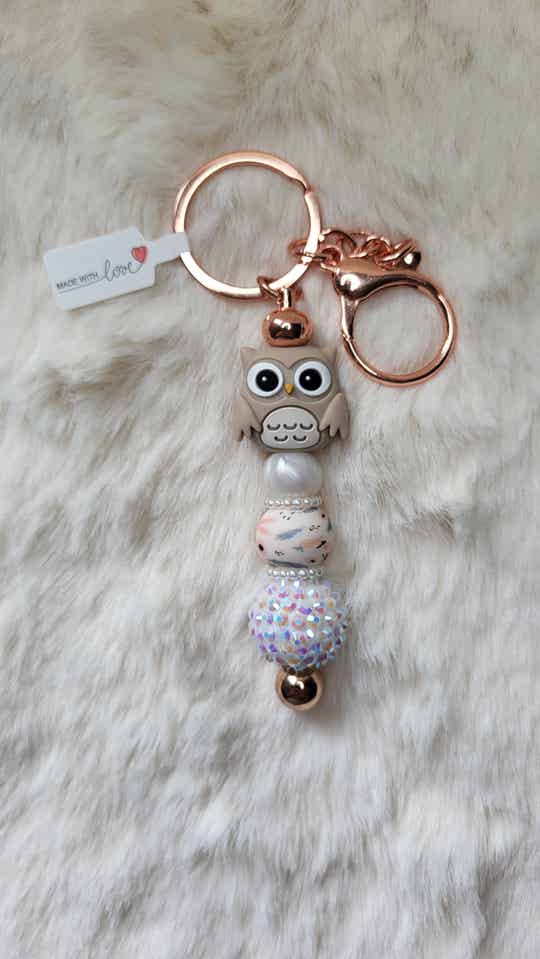 Sleutelhanger beige uil