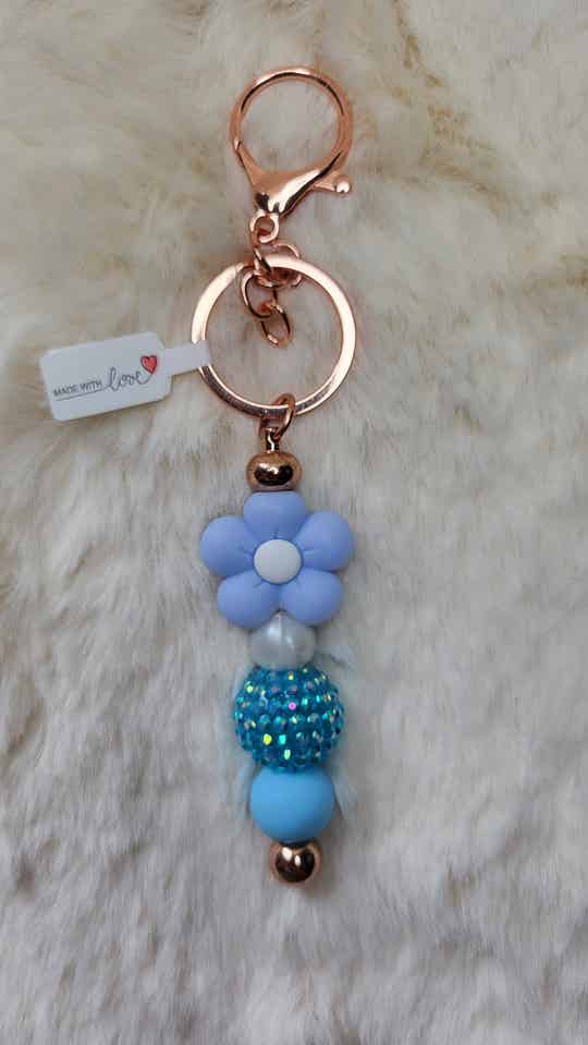 Sleutelhanger bloem blauw