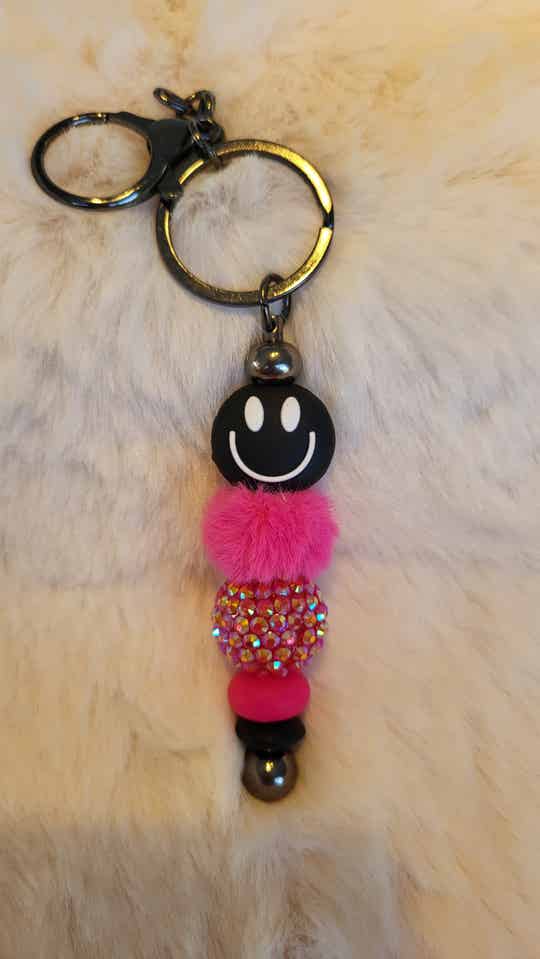 Sleutelhanger zwarte smiley