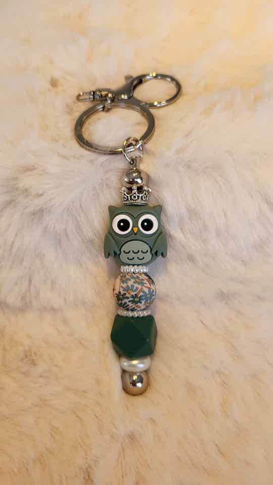 Sleutelhanger uil groen