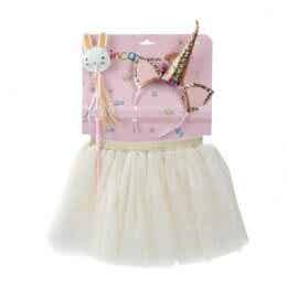 Ballerina Set - Gouden Tutu, Toverstaf en Eenhoorn Hoofdband