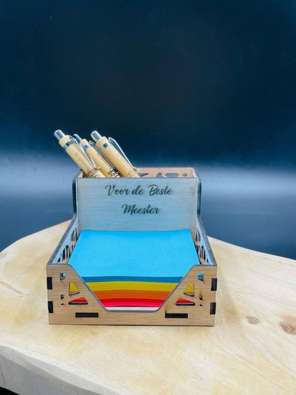 Memoblok houder met pennenbakje